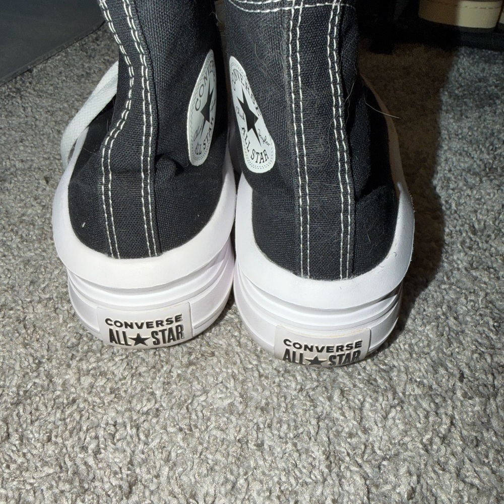 Converse Black and White Platform High-Top Sneakers - Picture 4 of 5